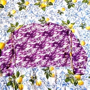 SHEIN Purple and white long sleeve tye-dye shirt.